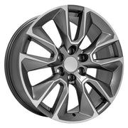 OE Wheels CV32 22x9 6x139.7 Gloss Gunmetal Machined Wheels 285-45-22 Bridgestone Dueler Alenza HL Tires TPMS SET