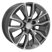 22" Replica Wheels fit Chevrolet Silverado 1500 - CV32 Gloss Gunmetal Machined 22x9, Sailun Tires Set