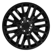 Set(4) 22x9 CV33 Gloss Black - 6x139.7 +28ET with 285/45r22 TBB TS-37 AT Tires &amp; TPMS