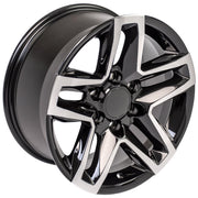 18" Replica Wheels fit Chevrolet Silverado 1500 - CV34B Gloss Black Machined 18x8.5, Sailun Tires Set