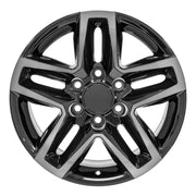 18" Replica Wheels fit Chevrolet Silverado 1500 - CV34B Gloss Black Machined with Tinted Clear 18x8.5, Sailun Tires &amp; TPMS Set