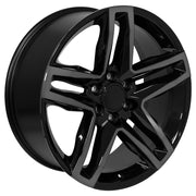 22" Replica Wheels fit Chevrolet Silverado 1500 - CV34B Gloss Black Machined with Tinted Clear 22x9, Sailun Tires Set