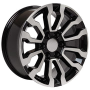 18" Replica Wheels fit GMC Sierra 1500 - CV35 Gloss Black Machined 18x8.5, Sailun Tires &amp; TPMS Set