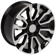18" Replica Wheels fit GMC Sierra 1500 - CV35 Gloss Black Machined 18x8.5, Sailun Tires Set