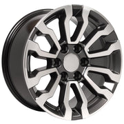 OE Wheels CV35 18x8.5 6x139.7 Gloss Gunmetal Machined Wheels 275-65-18 Ironman All Country A/T2 Tires TPMS SET