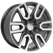 OE Wheels CV36 20x9 6x139.7 28et Gloss Gunmetal Machined Wheel SET