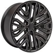 22" Replica Wheels fit GMC Sierra 1500 - CV37 Satin Black with Milled Edge 22x9, Sailun Tires &amp; TPMS Set