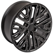 22" Replica Wheels fit GMC Sierra 1500 - CV37 Satin Black with Milled Edge 22x9, Goodyear Tires Set