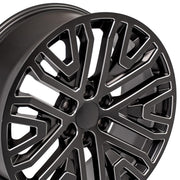 Set(4) 22x9 CV37 Satin Black with Milled Edge - 6x139.7 +28ET with 275/50r22 Bridgestone Alenza A/S 02 Tires