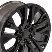 OE Wheels CV38 22x9 6x139.7 Gloss Black Wheels 285-45-22 Bridgestone Dueler Alenza HL Tires SET