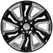 22" Replica Wheels fit GMC Sierra 1500 - CV39 Gloss Black with Chrome Insert 22x9, Sailun Tires Set