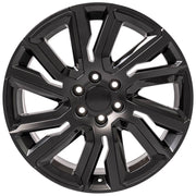 22" Replica Wheels fit GMC Sierra 1500 - CV39 Satin Black with Gloss Black Insert 22x9, Goodyear Tires Set