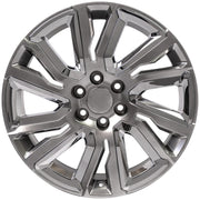 OE Wheels CV39 22x9 6x139.7 Gloss Hyper Black with Chrome Insert Wheels 285-45-22 Bridgestone Dueler Alenza HL Tires SET