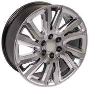 22" Replica Wheels fit GMC Sierra 1500 - CV39 Gloss Hyper Black with Chrome Insert 22x9, Sailun Tires Set