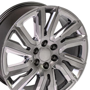 OE Wheels CV39 22x9 6x139.7 Gloss Hyper Black with Chrome Insert Wheels 285-45-22 Bridgestone Dueler Alenza HL Tires SET