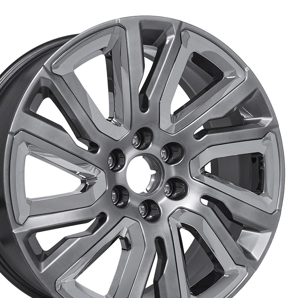 Rims Inset 22-inch Gloss Hyper Silver with Chrome Insert Rims fit GMC Sierra 1500 ...