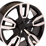 OE Wheels CV40 22x9 6x139.7 Gloss Black Machined Wheels 285-45-22 Bridgestone Dueler Alenza HL Tires SET