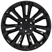 22" Replica Wheels fit Chevrolet Silverado 1500 - CV43B Gloss Black 22x9, Sailun Tires &amp; TPMS Set