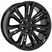 OE Wheels CV43 22x9 6x139.7 Gloss Black Wheels 285-45-22 Bridgestone Dueler Alenza HL Tires TPMS SET