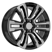 20" Replica Wheels fit GMC Yukon - CV44 Gloss Black Machined 20x9, Bridgestone Tires Set
