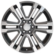 OE Wheels CV44 22x9 6x139.7 Gloss Gunmetal Machined Wheels 285-45-22 Goodyear Eagle Sport Tires SET