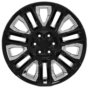Set(4) 22x9 CV57 Gloss Black with Chrome Insert - 6x139.7 +28ET with 285/45r22 Goodyear Eagle Touring Tires &amp; TPMS