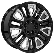 Set(4) 22x9 CV57 Gloss Black with Chrome Insert - 6x139.7 +28ET with 285/45r22 Goodyear Eagle Touring Tires