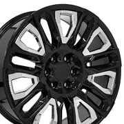 Set(4) 22x9 CV57 Gloss Black with Chrome Insert - 6x139.7 +28ET