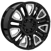 Set(4) 22x9 CV57 Gloss Black with Chrome Insert - 6x139.7 +28ET with 285/45r22 TBB TS-37 AT Tires