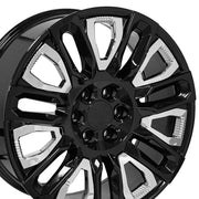 Set(4) 22x9 CV57 Gloss Black with Chrome Insert - 6x139.7 +28ET
