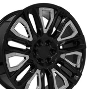 Set(4) 24x10 CV57 Gloss Black with Chrome Insert - 6x139.7 +31ET