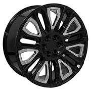 Set(4) 24x10 CV57 Gloss Black with Chrome Insert - 6x139.7 +31ET