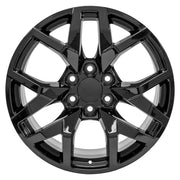 OE Wheels CV66 22x9 6x139.7 Gloss Black Wheels 285/45r22 TBB TS-37 AT Tires TPMS SET