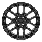 OE Wheels CV67 22x9 6x139.7 Gloss Black Wheels 285/45r22 TBB TS-37 AT Tires TPMS SET