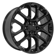 OE Wheels CV67 22x9 6x139.7 Gloss Black Wheels 285/45r22 TBB TS-37 AT Tires TPMS SET