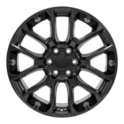 OE Wheels CV67 22x9 6x139.7 Satin Black Wheels 275-50-22 Bridgestone Alenza A/S 02 Tires TPMS SET