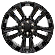 OE Wheels CV68 22x9 6x139.7 Gloss Black Wheels 285-45-22 Bridgestone Dueler Alenza HL Tires TPMS SET