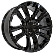 OE Wheels CV68 22x9 6x139.7 Gloss Black Wheels 285-45-22 Bridgestone Dueler Alenza HL Tires SET