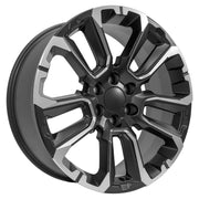 OE Wheels CV68 22x9 6x139.7 Satin Black with Milled Edge Wheels 285-45-22 Goodyear Eagle Sport Tires SET