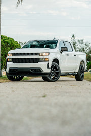 Set(4) 22x9 CV68 Satin Black - 6x139.7 +28ET with 285/45r22 Sailun TerraMax AT2 Tires &amp; TPMS