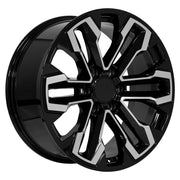 OE Wheels CV69 20x9 6x139.7 Gloss Black Machined Wheels 275-55-20 Bridgestone Dueler Alenza HL Plus Tires TPMS SET