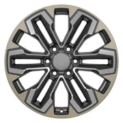 20" Replica Wheels fit Chevrolet Silverado 1500 - CV69 Satin Gunmetal Machined Face - Two Tone 20x9, Sailun Tires &amp; TPMS Set
