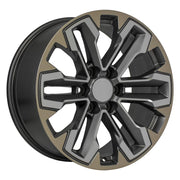 OE Wheels CV69 20x9 6x139.7 Satin Gunmetal Machined Face - Two Tone Wheels 275-55-20 Bridgestone Dueler Alenza HL Plus Tires SET