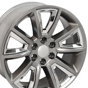 OE Wheels CV73 22x9 6x139.7 24et Gloss Hyper Black with Chrome Insert Wheel SET