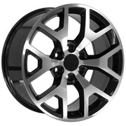 22" Replica Wheels fit GMC Sierra 1500 - CV92 Gloss Black Machined 22x9, Ironman Tires &amp; TPMS Set