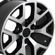 OE Wheels CV92 22x9 6x139.7 Gloss Black Machined Wheels 285-45-22 Bridgestone Dueler Alenza HL Tires TPMS Lugs SET