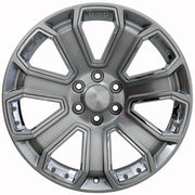 20" Replica Wheels fit Chevrolet Silverado 1500 - CV93 Gloss Hyper Black with Chrome Insert 20x8.5, Goodyear Tires &amp; TPMS Set