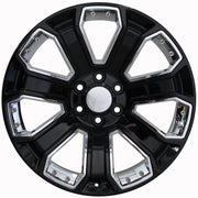 OE Wheels CV93 22x9 6x139.7 Gloss Black with Chrome Insert Wheels 285-45-22 Goodyear Eagle Sport Tires TPMS SET