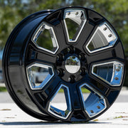 22x9 CV93B Gloss Black with Chrome Insert - 6x139.7 +24ET