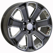 OE Wheels CV93 22x9 6x139.7 Gloss Gunmetal with Chrome Insert Wheels 275-50-22 Bridgestone Alenza A/S 02 Tires TPMS SET